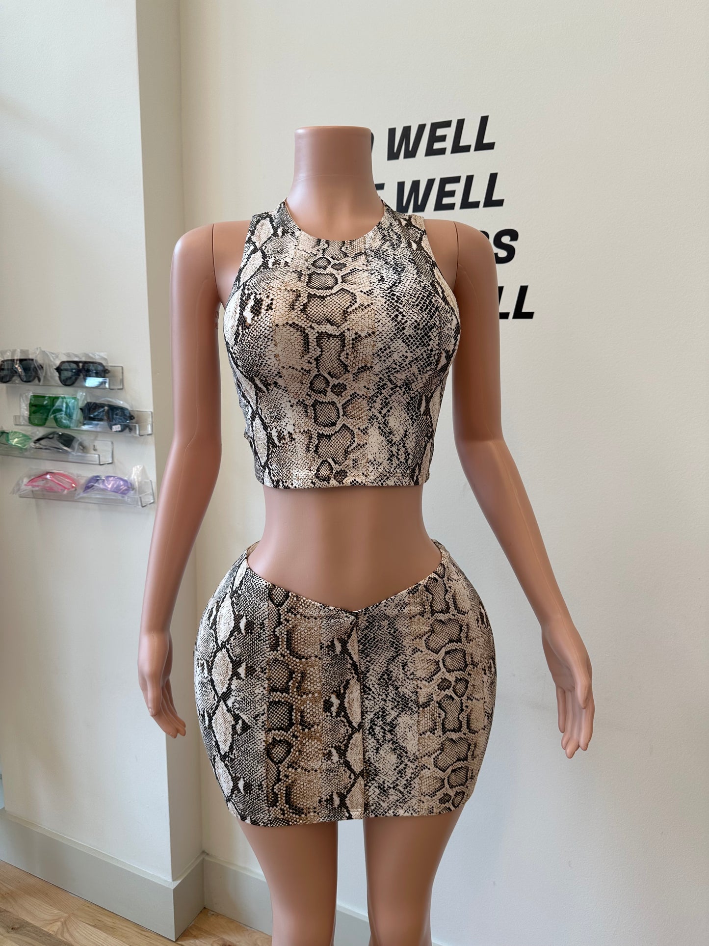 Miami Snake Print Mini Skirt Set