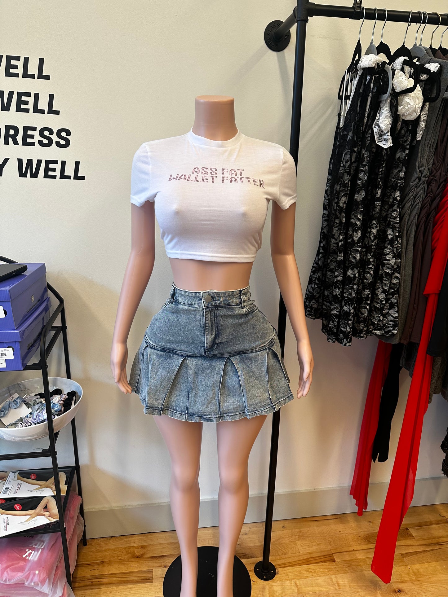 Danielle Denim Pleated Skirt