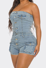 Load image into Gallery viewer, Nora Denim Romper (Blue)
